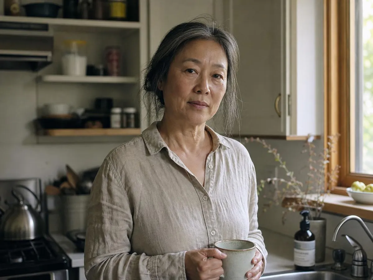 Woman in her fifties at home in her kitchen